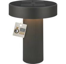 Modern solcells bordslampa i antracit med räfflad fot och utmärkelsen German Design Award Winner 2026.