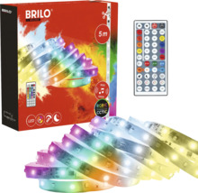 Brilo LED-list 5 meter, RGBIC och justerbart vitt ljus, musiksensor och fjärrkontroll.