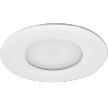 Rund LED downlight i vitt med matt kupa.