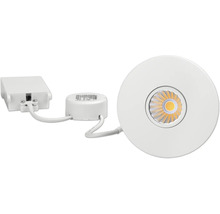 Rund LED-downlight i vitt inklusive extern drivrutin och kopplingsdosa.