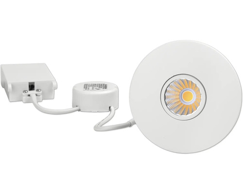 Rund LED-downlight i vitt inklusive extern drivrutin och kopplingsdosa.