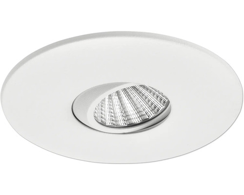 Rund vit infälld spotlight med silverfärgad reflektor för takmontering.