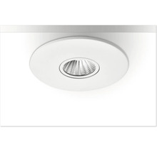 Rund LED-downlight i vitt med synlig reflektor för takmontering.