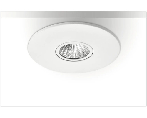 Rund LED-downlight i vitt med synlig reflektor för takmontering.