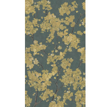 Non-woventapet med blommönster, gula blommor på grenar i målerisk stil.