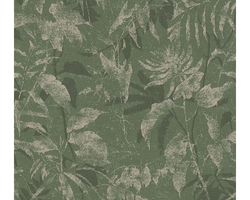 Non-woventapet med botaniskt mönster av blommor och blad med en strukturerad yta.