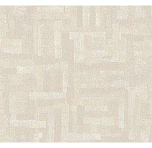 Tapet med linnestruktur och geometriskt mönster i beige och creme.