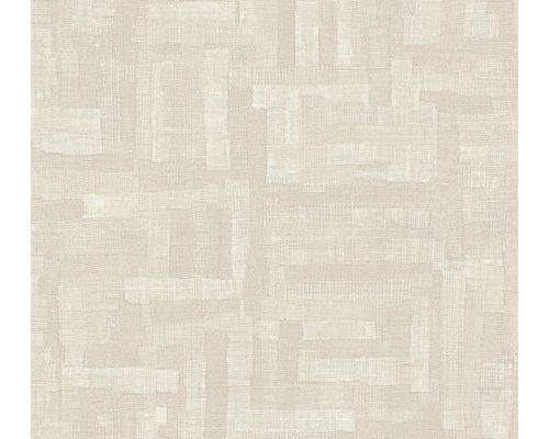 Tapet med linnestruktur och geometriskt mönster i beige och creme.