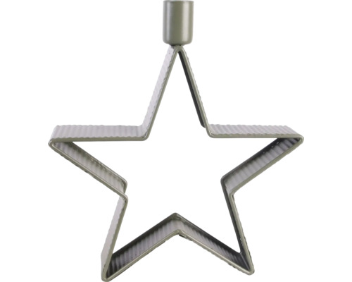 Ljusstake stjärna av metall i mörkgrönt för antikljus.