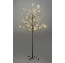 Dekorativt LED-ljusträd med varmvitt sken och svart metallstativ.