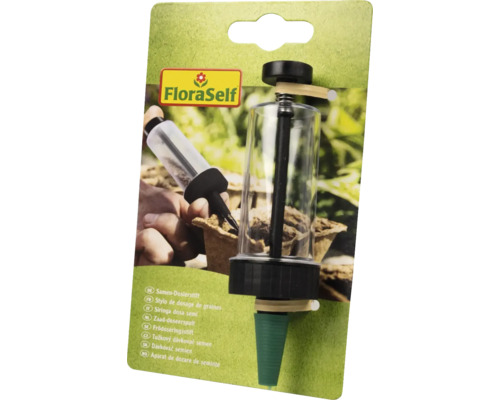 Frödoseringsstift FloraSelf för precis sådd av fina fröer i odlingskrukor.