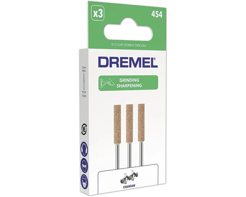Dremel slipsten 454 med en diameter på 4,8 millimeter för slipning av motorsågskedjor, 3 stycken