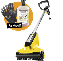 Kärcher terrastvätt med roterande borstar inklusive trärengöring och arbetshandskar