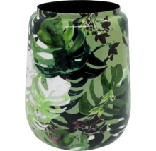 Vas med tropiskt bladmönster och monstera-motiv.