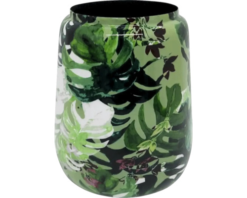 Vas med tropiskt bladmönster och monstera-motiv.