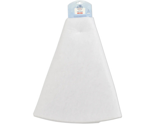 Vit julgransmatta, diameter 150 centimeter, mjukt material.