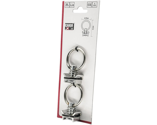 Cargo Point Logo, surrningsögla för flygskenor med ring, 2-pack, metall. Lämplig för bil, lastbil, husbil och tält.