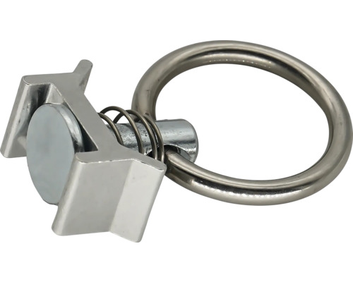 Enkelfitting med ring för surrningsskenor av metall