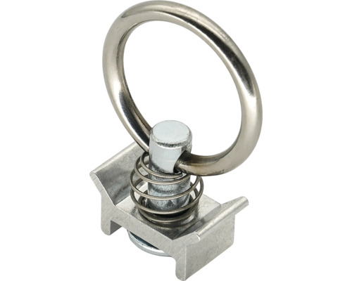 Ändbeslag för flygskskena med ring och fjäder av metall