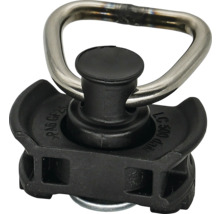 Single stud fitting för surrningsskenor av plast och metall för lastsäkring.