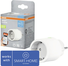 Osram Smart+ Plug EU med energimätare, kompatibel med SMART HOME by hornbach, inklusive produktförpackning.