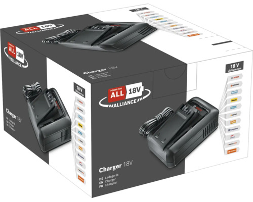 Bosch Power For All Alliance 18 Volt laddare i produktförpackning