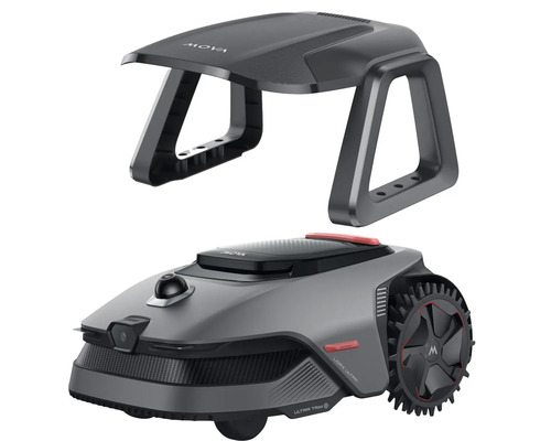 Mova robotgräsklippare med garage och LiDAR-teknik för effektiv skötsel av gräsmattan.