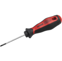 Pattfield stjärnskruvmejsel i rött och svart med ergonomiskt flerkomponentshandtag och stålklinga.