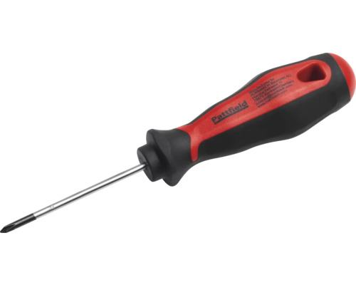 Pattfield stjärnskruvmejsel i rött och svart med ergonomiskt flerkomponentshandtag och stålklinga.