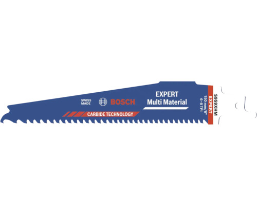 Bosch tigersågsblad S959XHM Expert Multi Material med Carbide Technology, längd 150 millimeter, 6 till 8 tänder per tum. Bosch Logo.