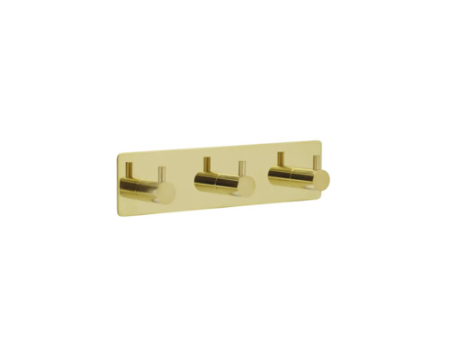 Kroklist med tre krokar i metall med guldfinish.