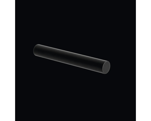 Svart rundstav av robust material för bygg- och hobbyprojekt.