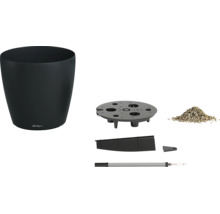 Lechuza All-in-One set kruka med självbevattningssystem, insats, vattennivåmätare och växtsubstrat.