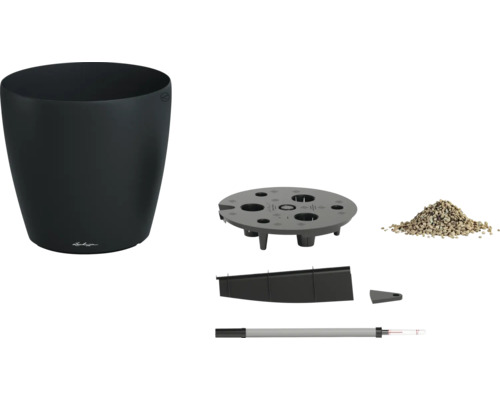 Lechuza All-in-One set kruka med självbevattningssystem, insats, vattennivåmätare och växtsubstrat.