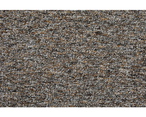 Närbild av en melerad öglad heltäckningsmatta med en strukturerad yta.