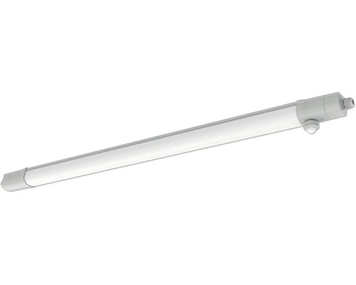LED-våtrumsarmatur i smal design med grå ändstycken.