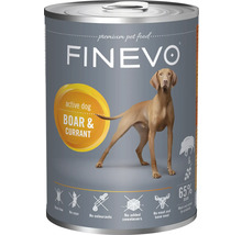 Burk Finevo hundfoder för aktiva hundar, vildsvin och vinbär, 65 procent vildsvin, spannmålsfritt, utan soja och färgämnen.