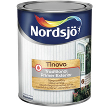 Burk med Nordsjö Tinova Traditional Primer Exterior, oljegrundfärg för trä utomhus.