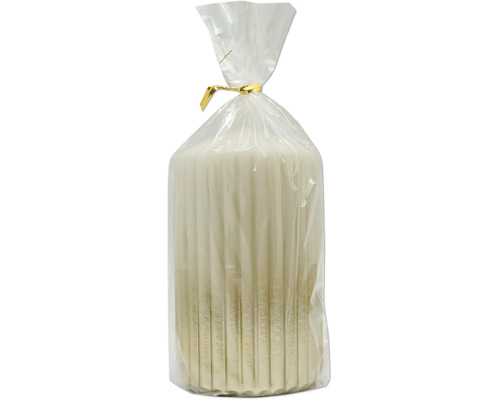 Vita antikljus i transparent plastförpackning med guldfärgad förslutning.
