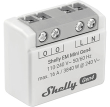 Shelly EM Mini Gen4 energimätare för smarta hem, maximalt 16 Ampere, kompakt design med skruvplintar.