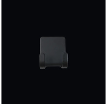 Svart väggkrok med två hållare, rektangulär design.