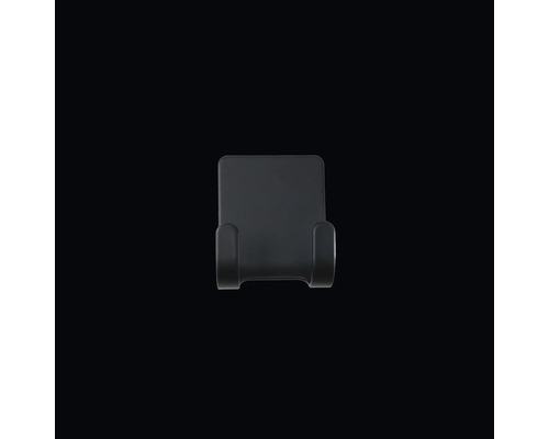 Svart väggkrok med två hållare, rektangulär design.