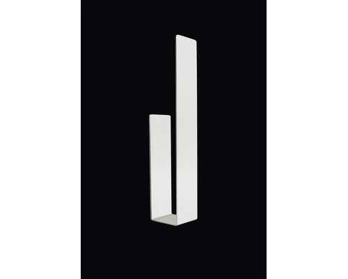 Modern handdukshållare av metall, U-profil med en förlängd sida, minimalistisk design.