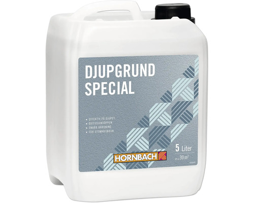 Hornbach Djupgrund Special, 5 liter dunk för utomhusbruk, diffusionsöppen och snabbhärdande.