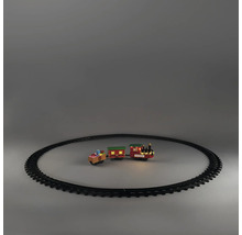 Jultåg med lok, två vagnar och cirkulär räls. Lok med LED-belysning och texten Express.