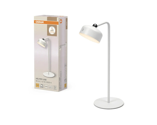OSRAM LED-bordslampa Helper USB i vitt, varmvitt ljus, dimbar, USB-anslutning, inklusive förpackning.