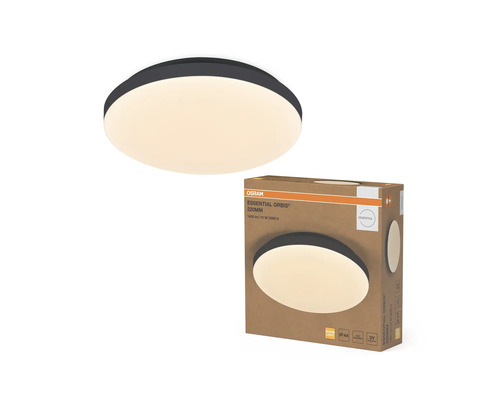 Osram LED-taklampa Essential Orbis 220 millimeter, svart, 12 watt, 1400 lumen, 3000 kelvin, IP44-skydd, inklusive förpackning.