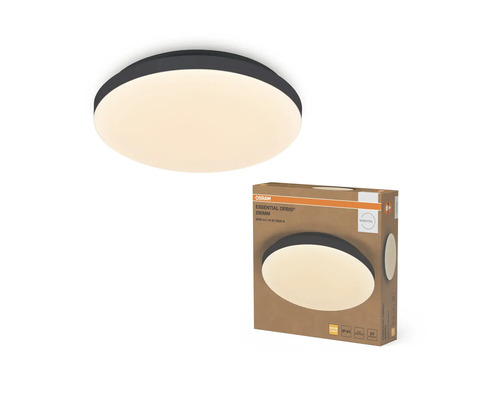 Rund LED-taklampa Osram Essential Orbis, diameter 290 millimeter, varmvitt ljus, skyddsklass IP44 med produktförpackning.