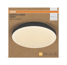 Osram Logo. LED vägg- och taklampa Essential Orbis, 290 millimeter, 2000 lumen, 18 watt, 3000 kelvin, varmt ljus, skyddsklass IP 44.