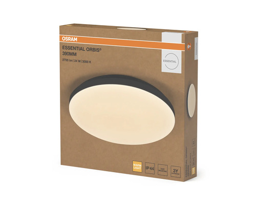 Osram Essential Orbis LED-taklampa, 390 millimeter, 2700 lumen, 24 watt, 3000 kelvin varmvit, kapslingsklass IP44, 3 års garanti.